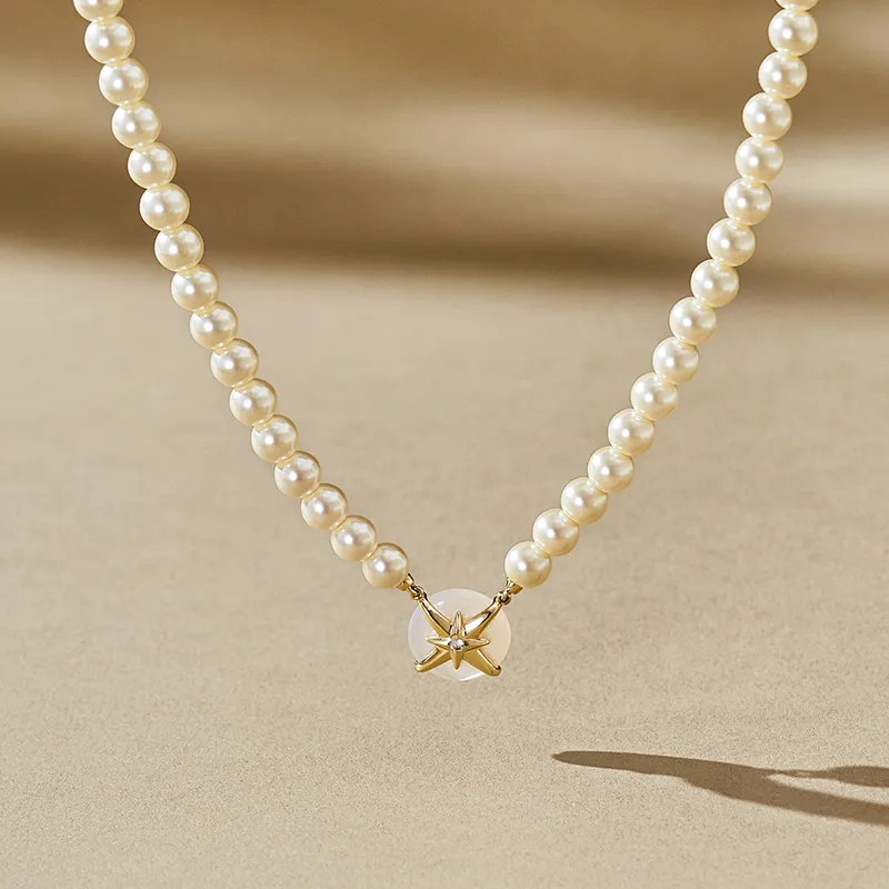 Amber Lollipop Shell Pearl Necklaces Women's-2
