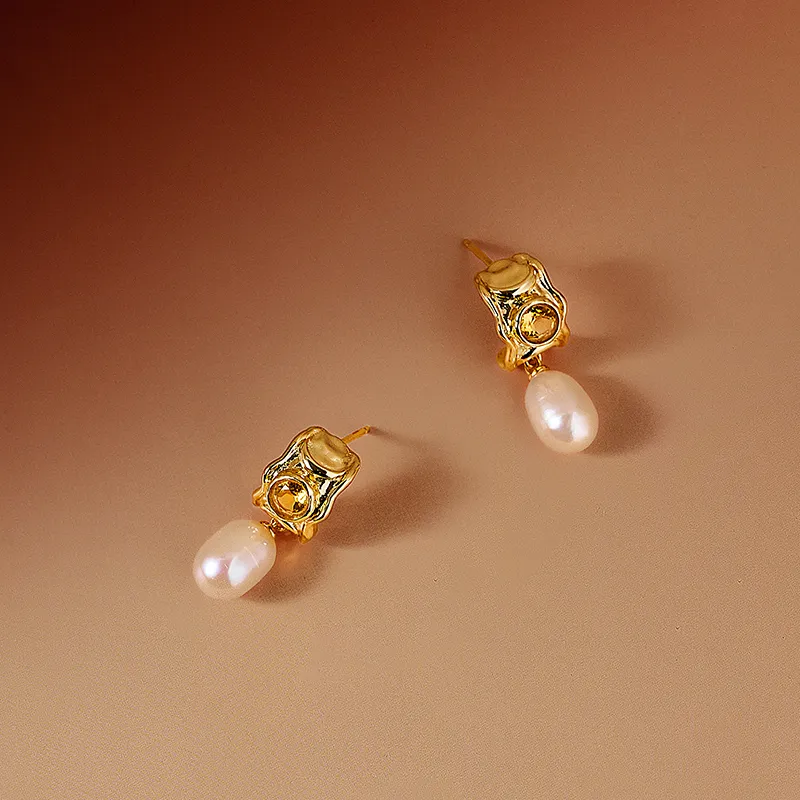 Amber Lollipop Pearl Earrings Women's-2
