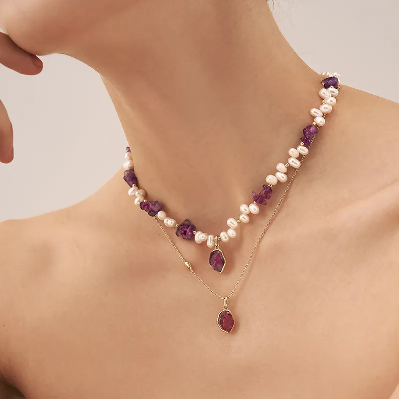 Amber Lollipop Iridescent Realm Pearl Necklaces Women's-7