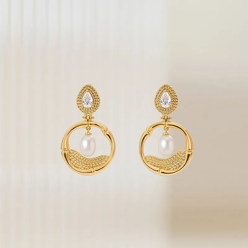 Amber Lollipop Luminous Bamboo Collection Pearl Earrings Women's-2