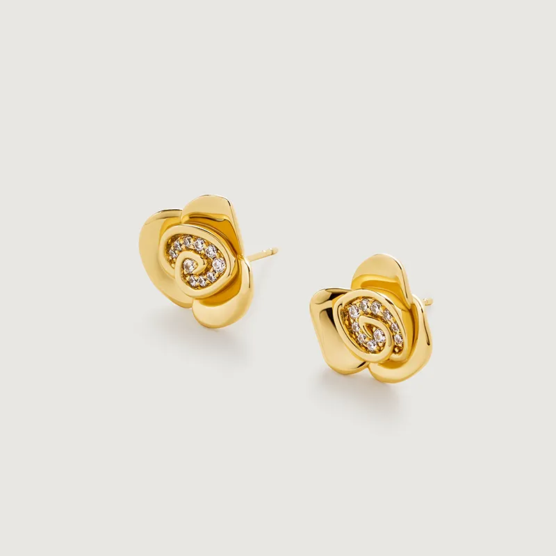 Amber Lollipop Camellia Whispers Collection S925 Silver Stud Earrings Women's-3