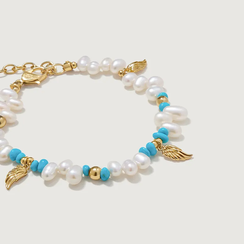Amber Lollipop Flying Feather Series Pearl Bracelets Women's-5