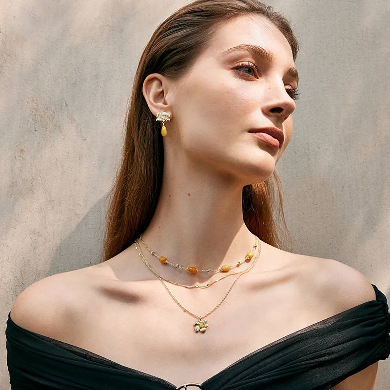 Amber Lollipop Ta'if Rose Collection Alloy Necklaces Women's-5