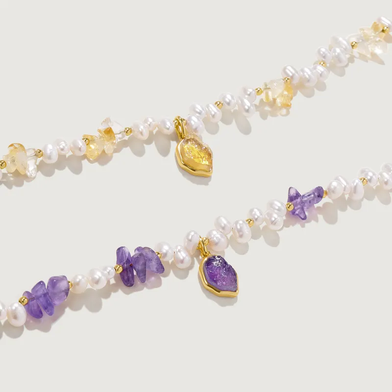 Amber Lollipop Iridescent Realm Pearl Necklaces Women's-8