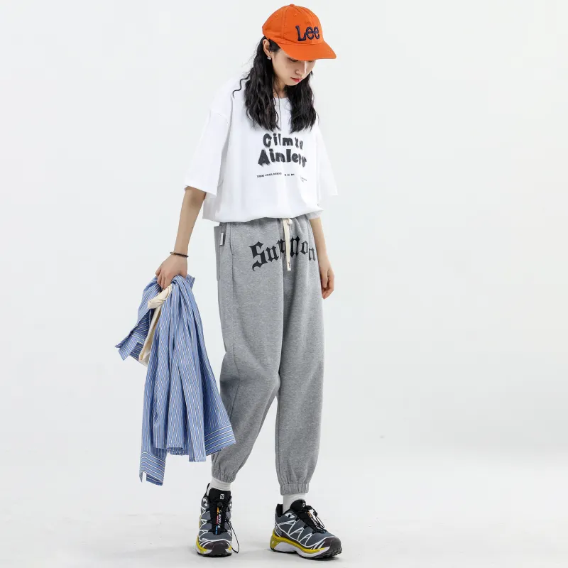 SUPERMOON Autumn And Winter Season Knitted Sports Pants Unisex Black-20