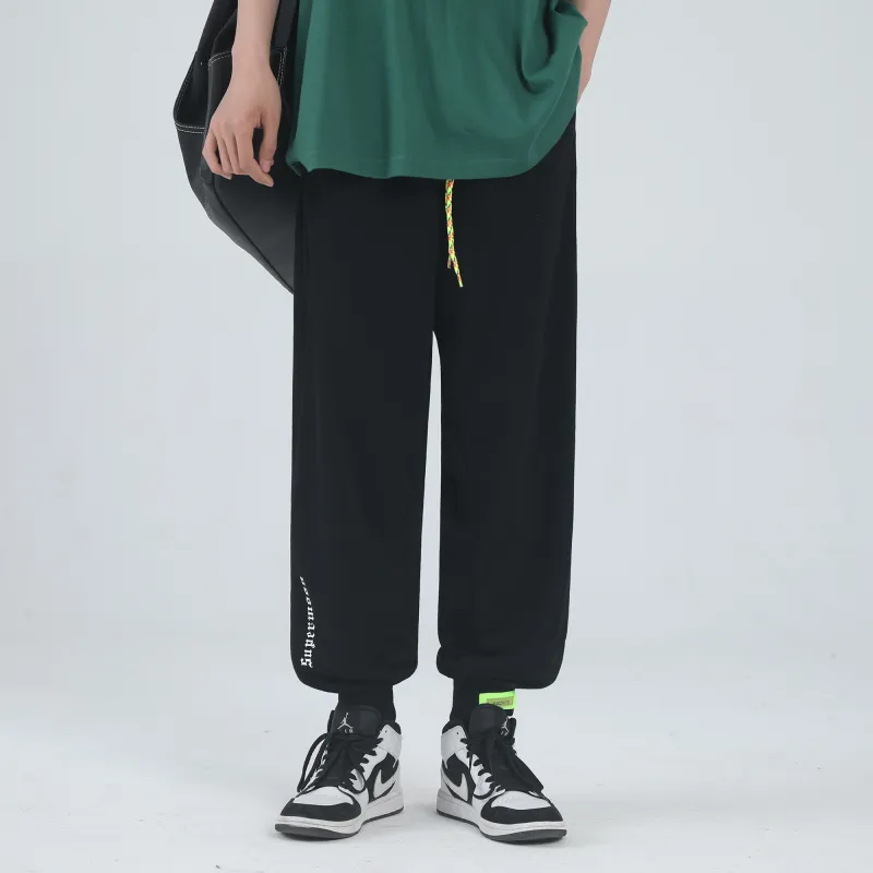 SUPERMOON Autumn And Winter Season Knitted Sports Pants Unisex Black-9