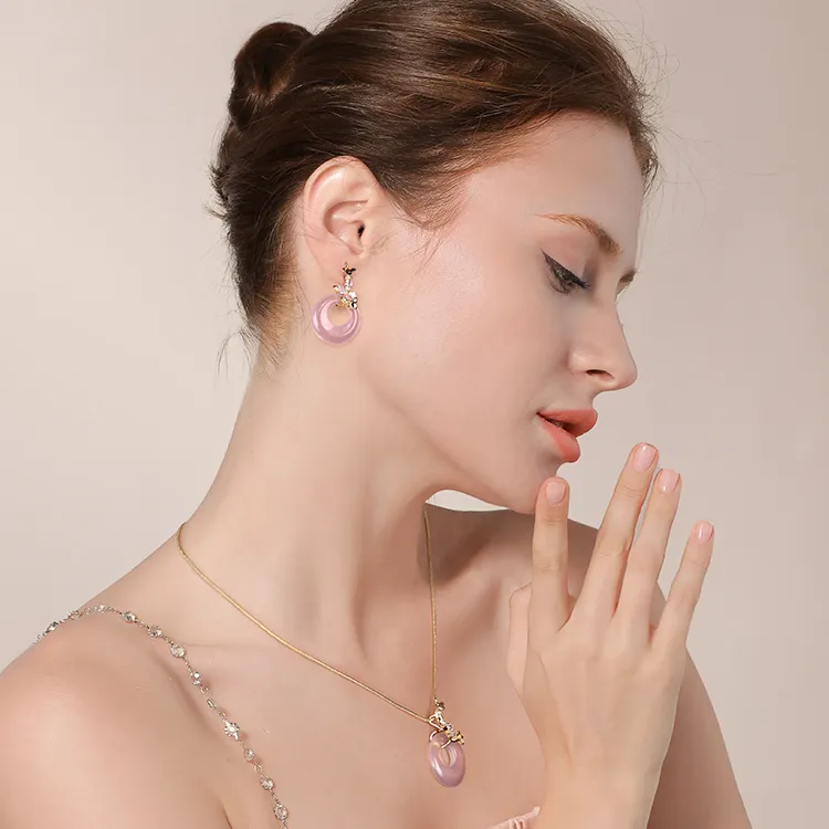 Cercoo Lotus Stone Necklaces Women's-2