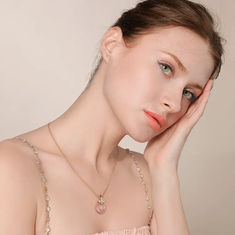Cercoo Lotus Stone Necklaces Women's-3
