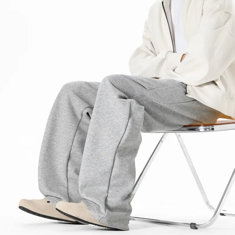 ROSECREED Knitted Sports Pants Unisex White Heather Gray-14
