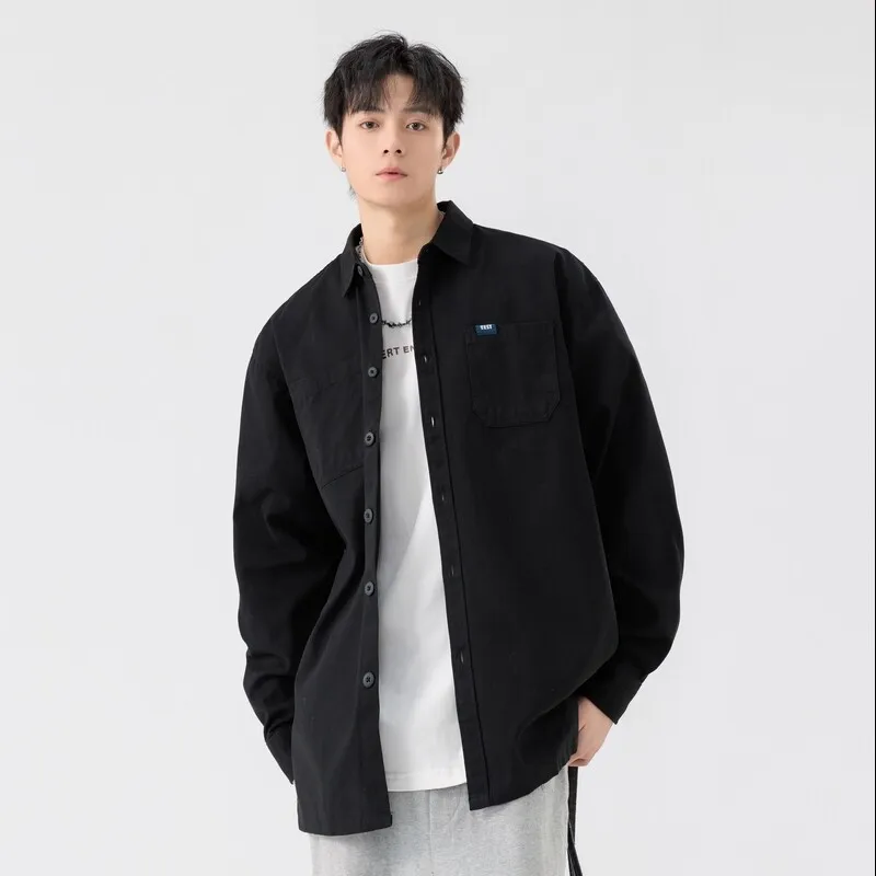 TESTUNG Fashion Minimalist Style 100% Cotton Skin Friendly Square Collar Single Breasted Everyday Commute Shirt Unisex-9