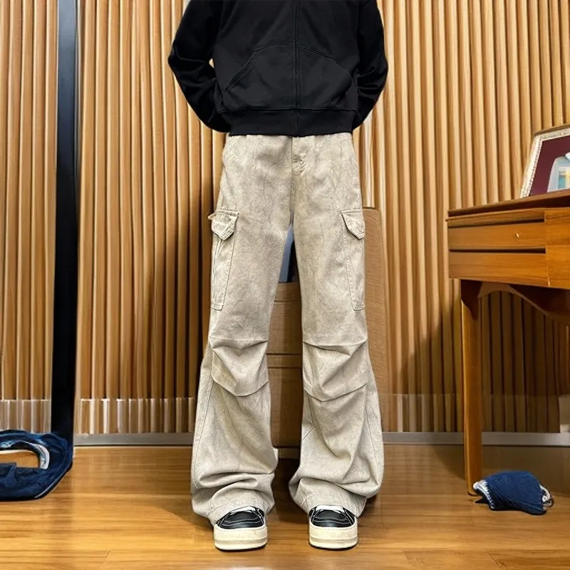 WELTER EXPERIMENT Casual Pants Unisex Apricot-4