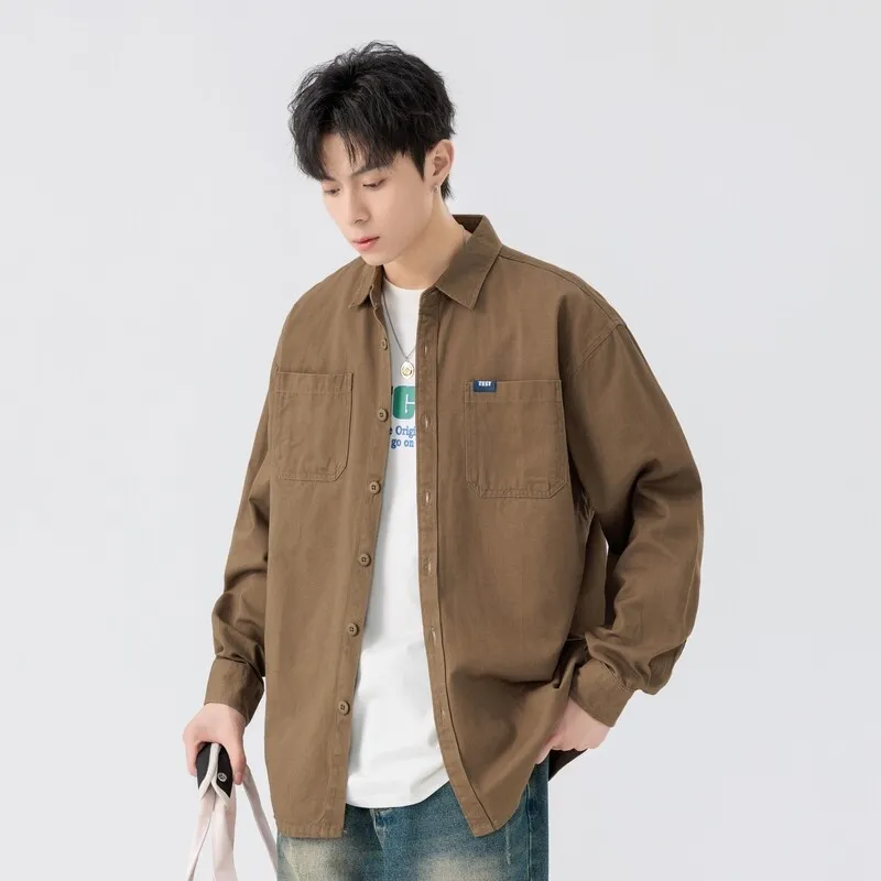 TESTUNG Fashion Minimalist Style 100% Cotton Skin Friendly Square Collar Single Breasted Everyday Commute Shirt Unisex-3