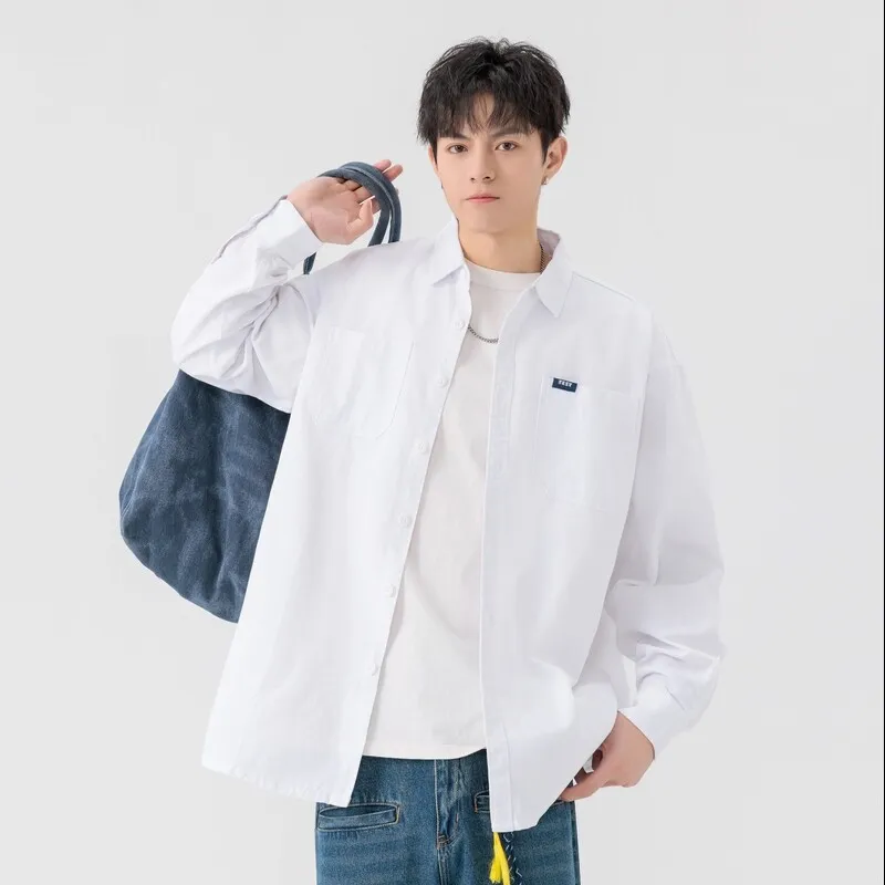 TESTUNG Fashion Minimalist Style 100% Cotton Skin Friendly Square Collar Single Breasted Everyday Commute Shirt Unisex-13