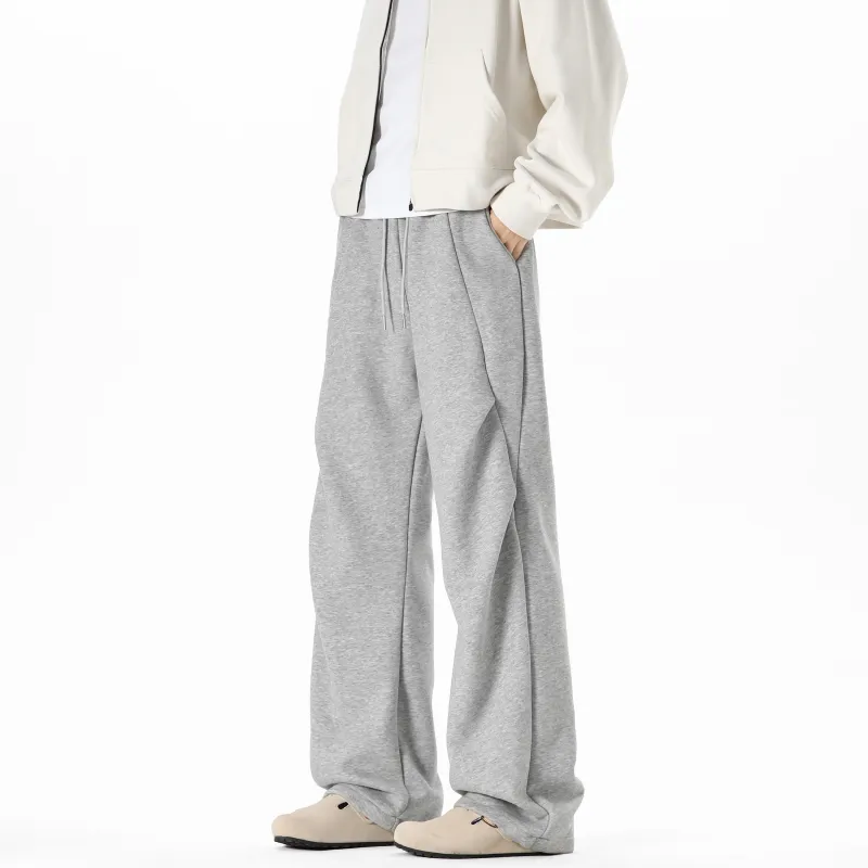 ROSECREED Knitted Sports Pants Unisex White Heather Gray-12