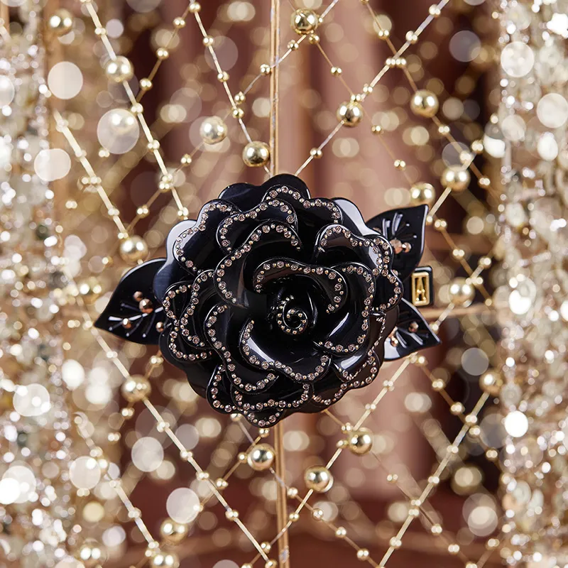 ALEXANDRE DE PARIS Black Rose 8cm Hair Clip Hair Accessories Headwear Women's-1