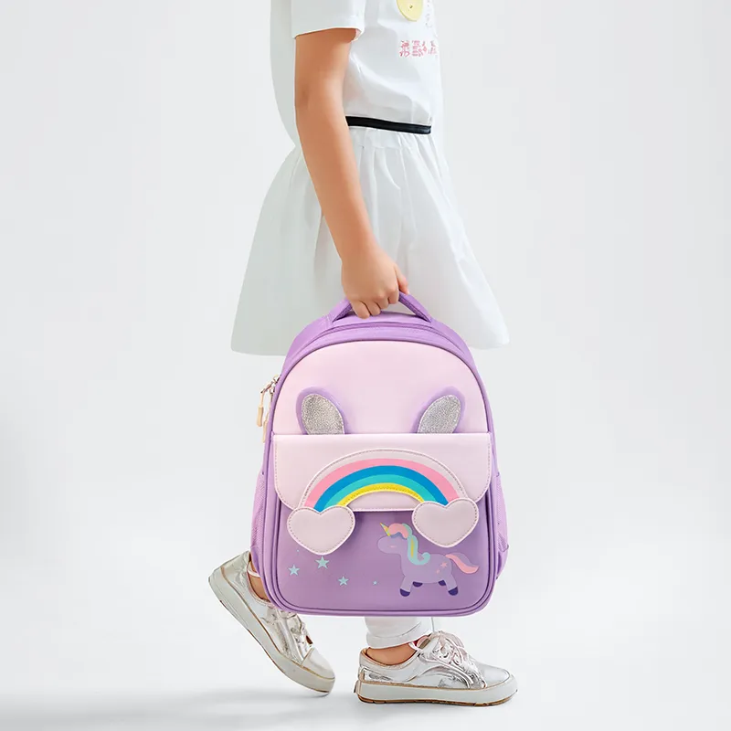 V.NINE Fabric Student Bag Medium Size Kids' Blue/Pink/Purple-13