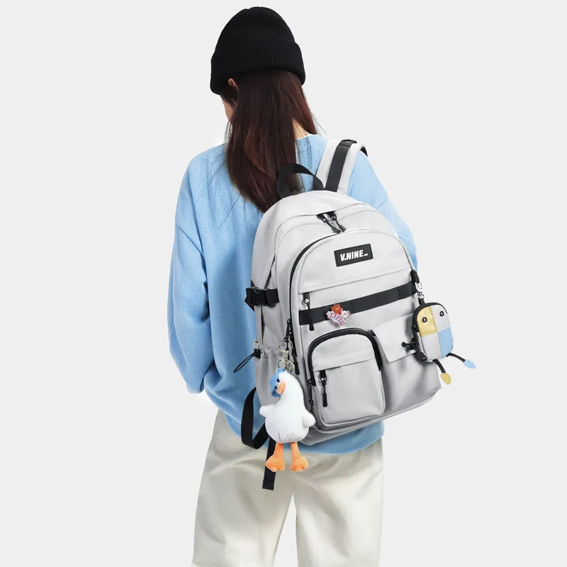 V.NINE Fabric Backpack Large Size Unisex Khaki/Obsidian Black/Smoke Gray-14