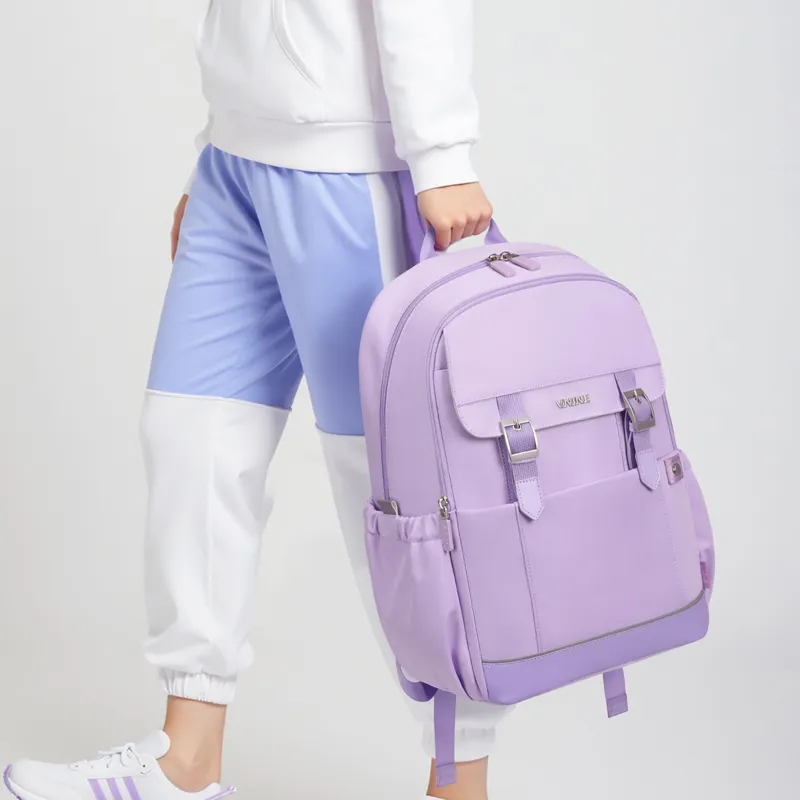 V.NINE Fabric Student Bag Unisex Taro Purple/Starry Blue-7