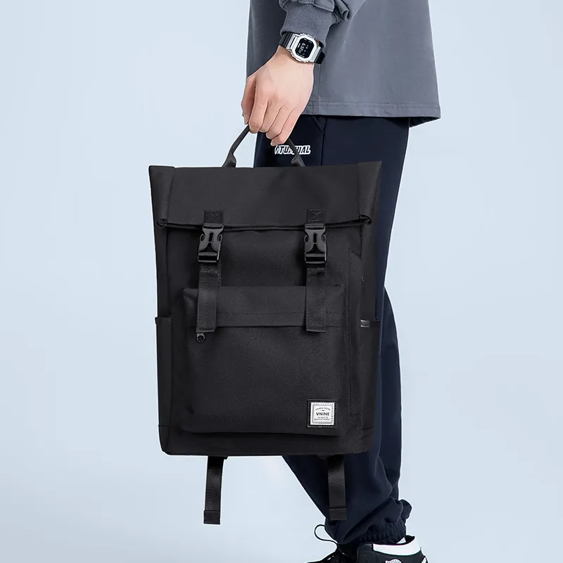 V.NINE Fabric Back To School Backpack For Men University Student Backpack Backpack Unisex Misty Gray/Obsidian Black-8