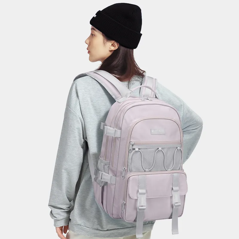 V.NINE Fabric Backpack Unisex Obsidian Black/Taro Purple/Ecru-13