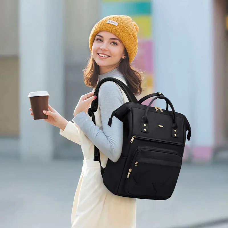 V.NINE Fabric Backpack Laptop Bag Backpack Regular Women's Khaki/Black-12