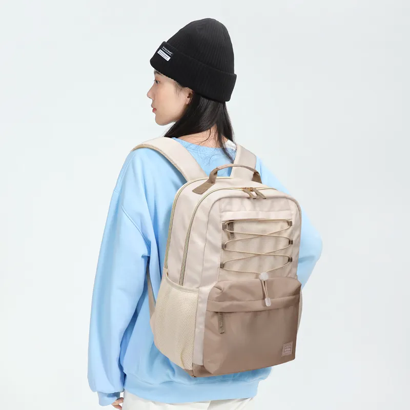 V.NINE Fabric Backpack Laptop Bag Backpack Regular Women's Beige-7