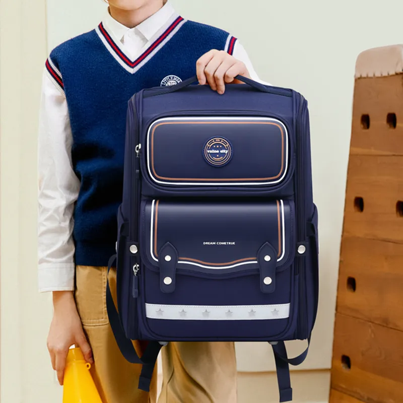 V.NINE Fabric, Synthetic Leather Student Bag Tubas Royal Blue/Taro Purple-5
