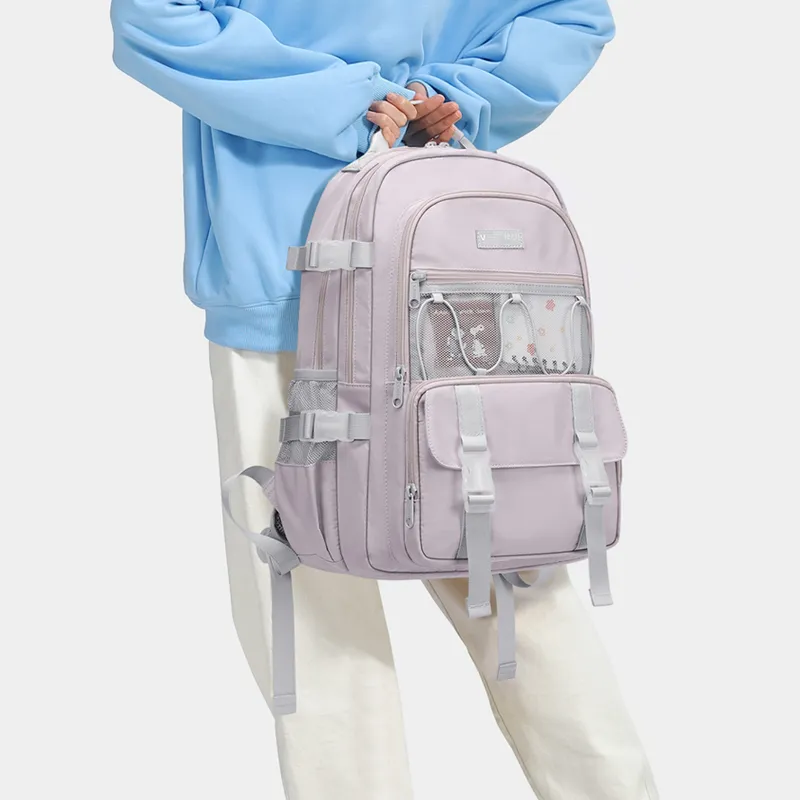 V.NINE Fabric Backpack Unisex Obsidian Black/Taro Purple/Ecru-14