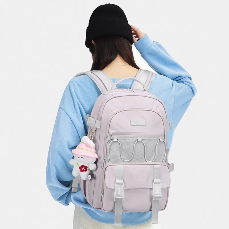V.NINE Fabric Backpack Unisex Obsidian Black/Taro Purple/Ecru-12