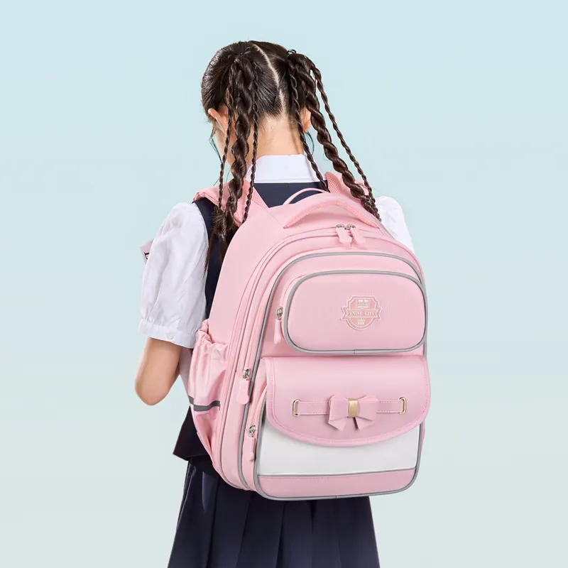 V.NINE Fabric Student Bag Regular Dream Pink/Starry Blue-2