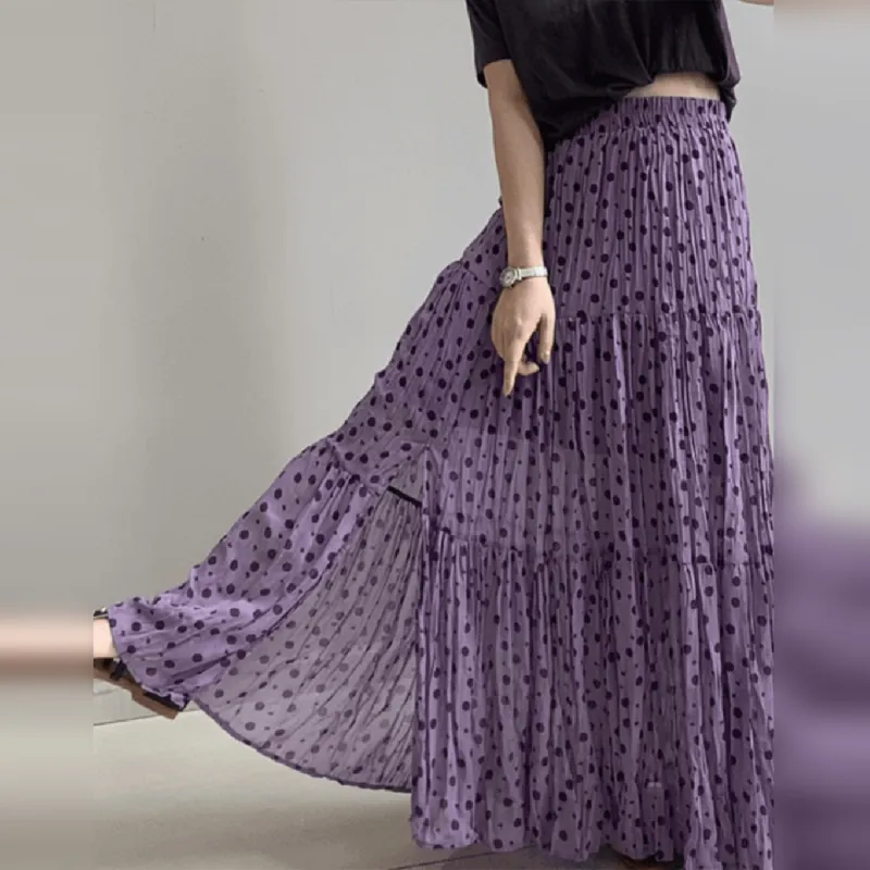 Wbwq Casual Long Skirt Women's Purple-4