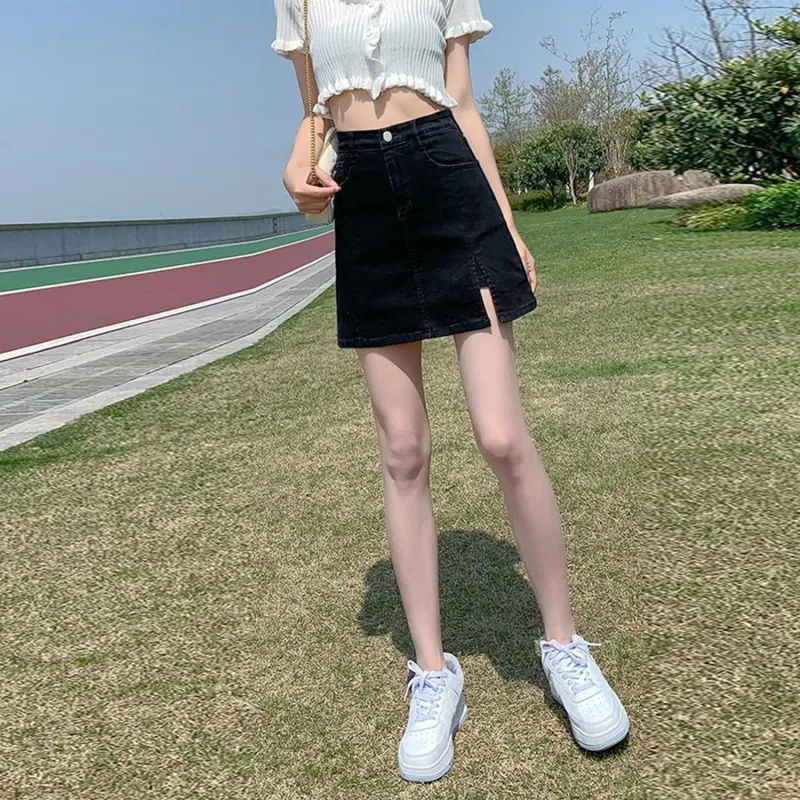 Wbwq Denim Short Skirts Women's Black-1