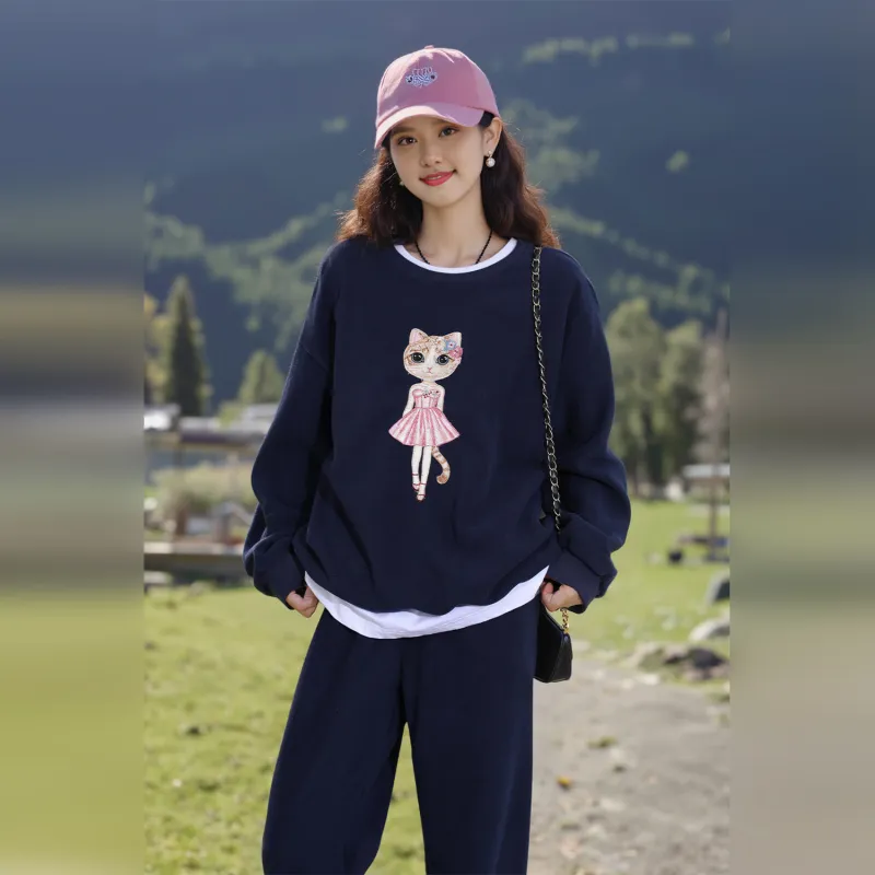 Wbwq Sweatshirt Set Women's Navy Blue-4