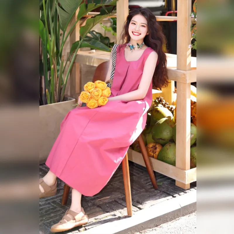 Wbwq Sleeveless Dress Women's Fuchsia-3