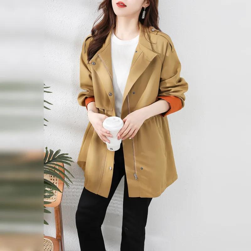 Wbwq Trench Coats Women's Khaki-3