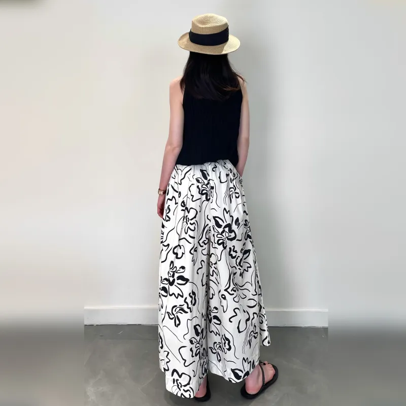 Wbwq Casual Pants Women's White Base Floral-1