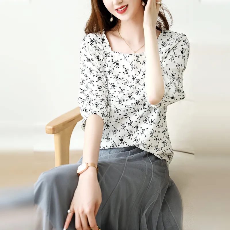 Wbwq Shirt Women's White Base Floral-3