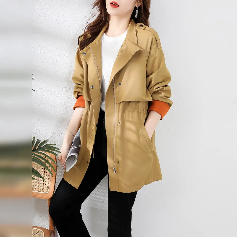 Wbwq Trench Coats Women's Khaki-1