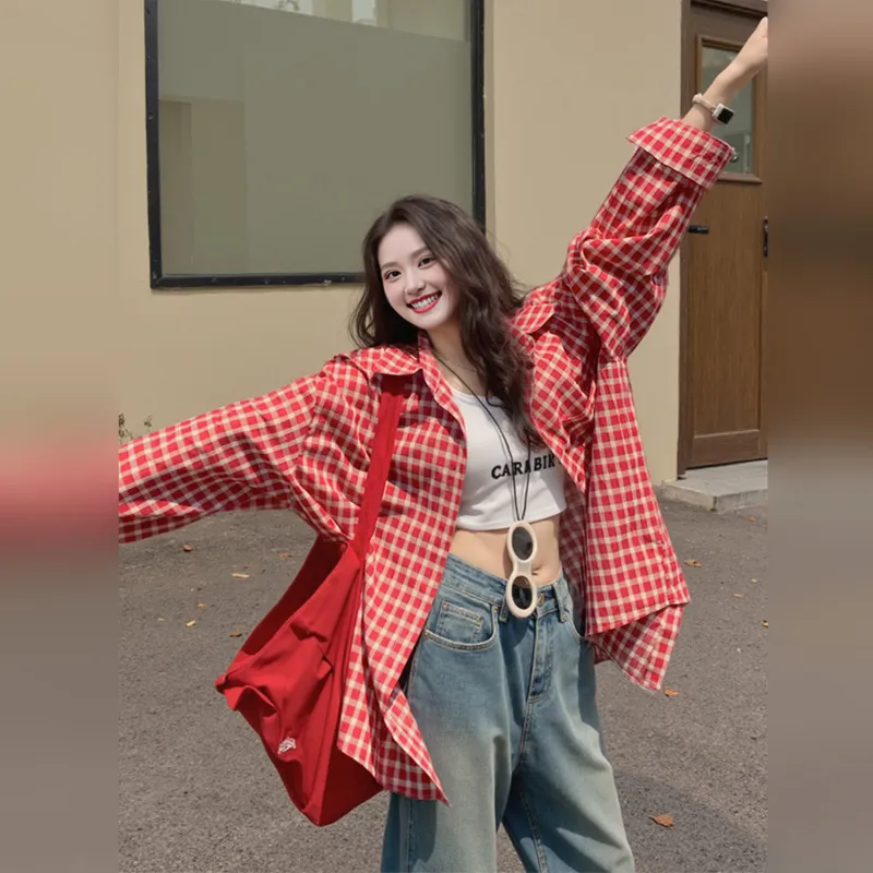 Wbwq Shirts Women's Red Plaid-5