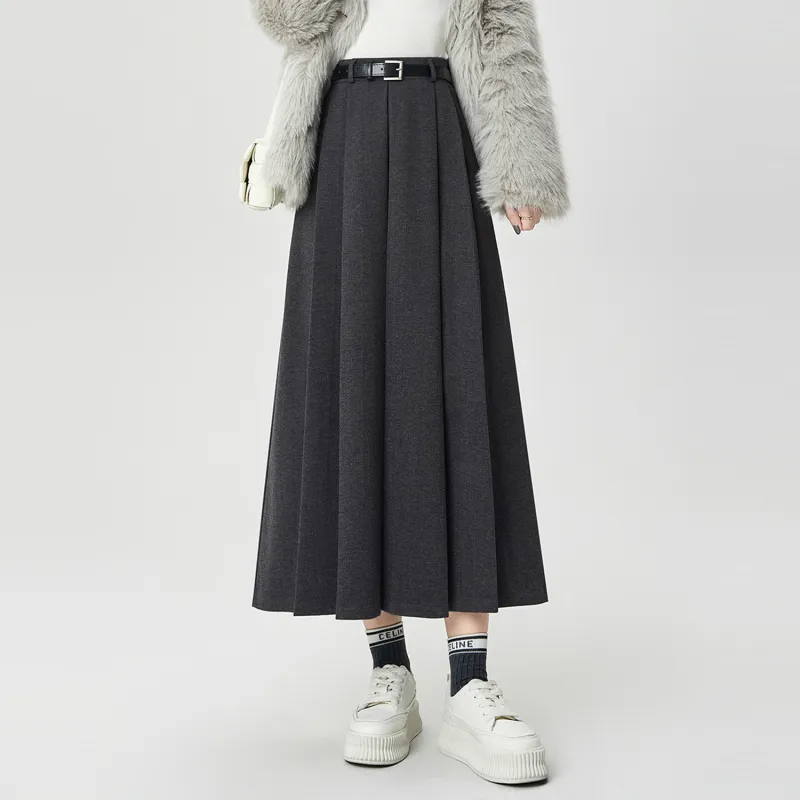 Wbwq Casual Long Skirt Women's Dark Gray-7