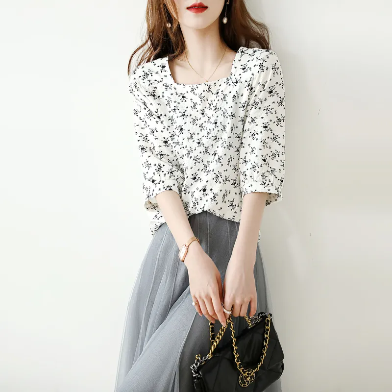 Wbwq Shirt Women's White Base Floral-1
