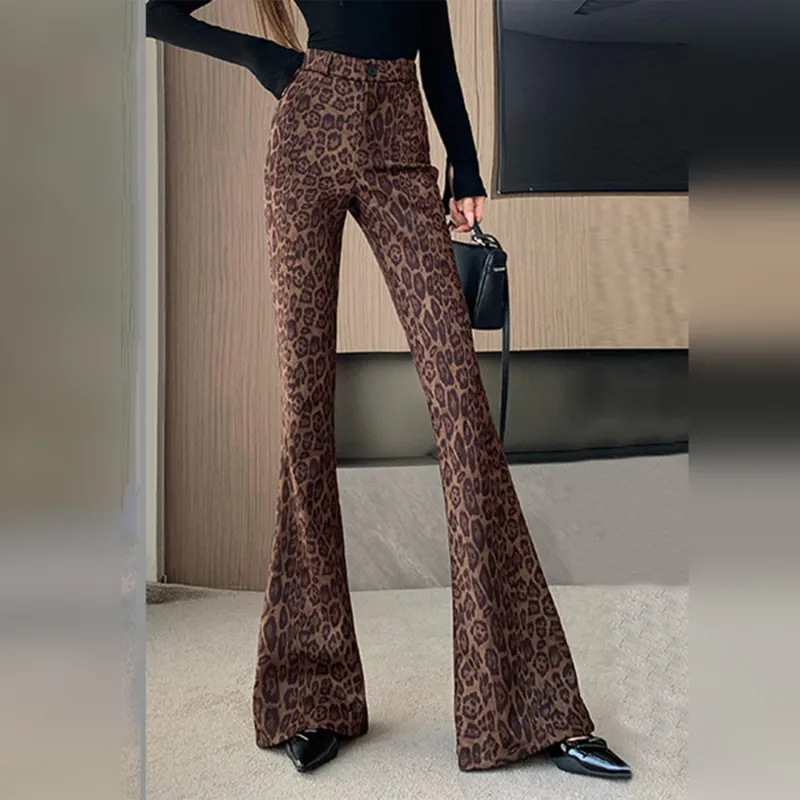 Wbwq Casual Pants Women's Leopard Print-6