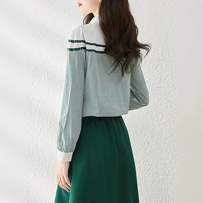 Wbwq Shirt Women's Green Stripes-3
