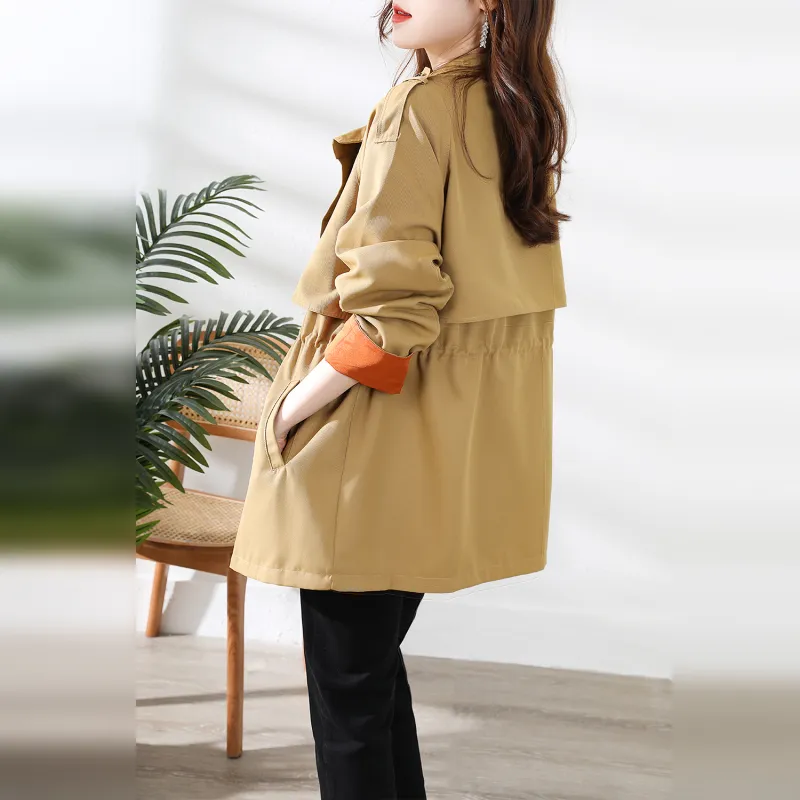 Wbwq Trench Coats Women's Khaki-5