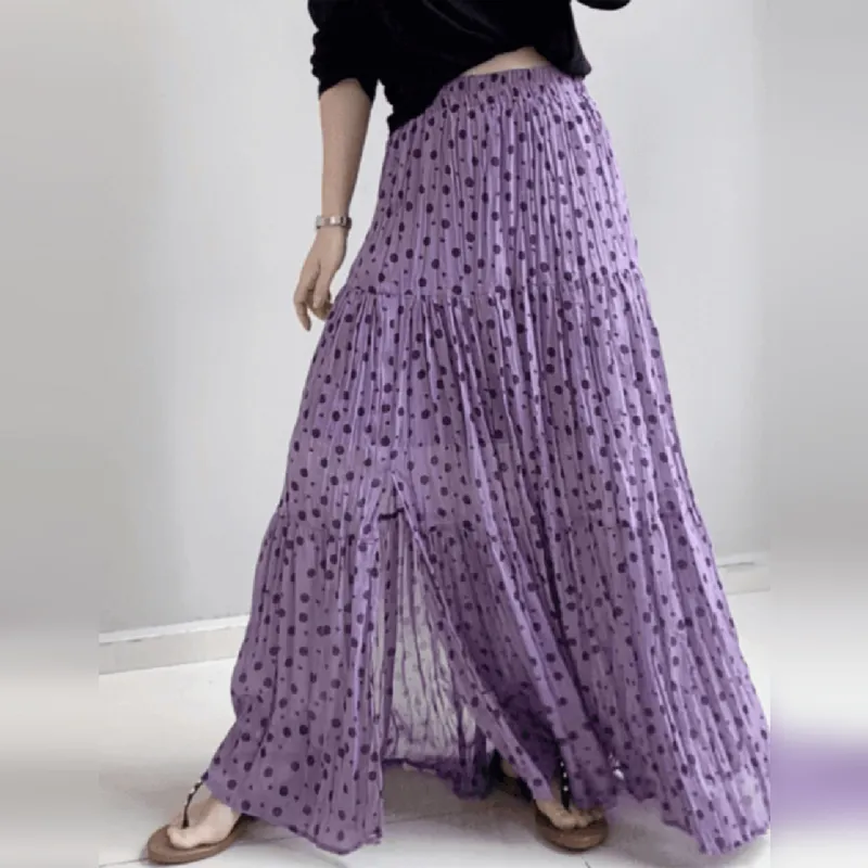 Wbwq Casual Long Skirt Women's Purple-2