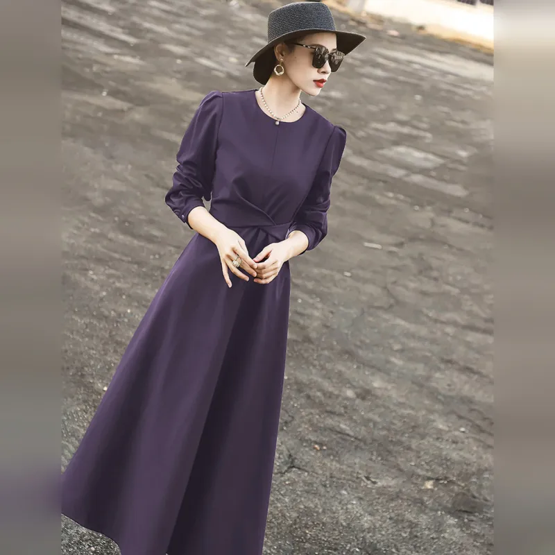 Wbwq Long Sleeved Dresses Women's Purple-2