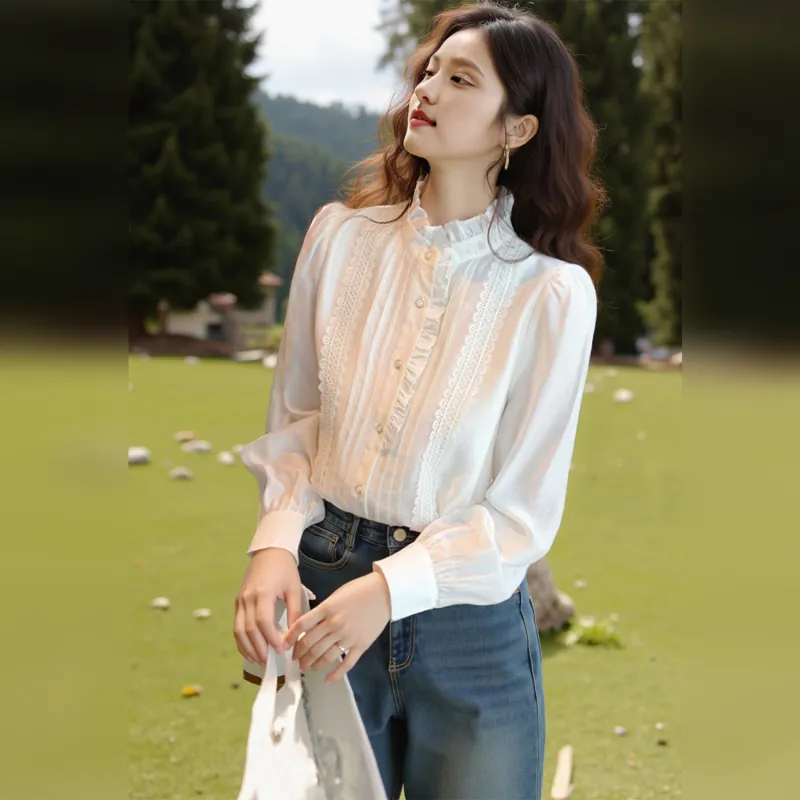 Wbwq Shirt Women's Apricot White-5