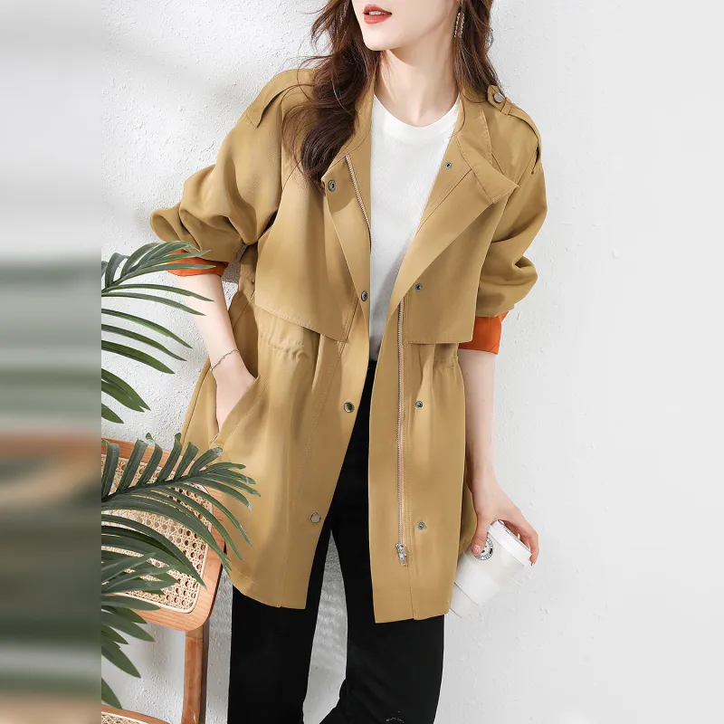 Wbwq Trench Coats Women's Khaki-2