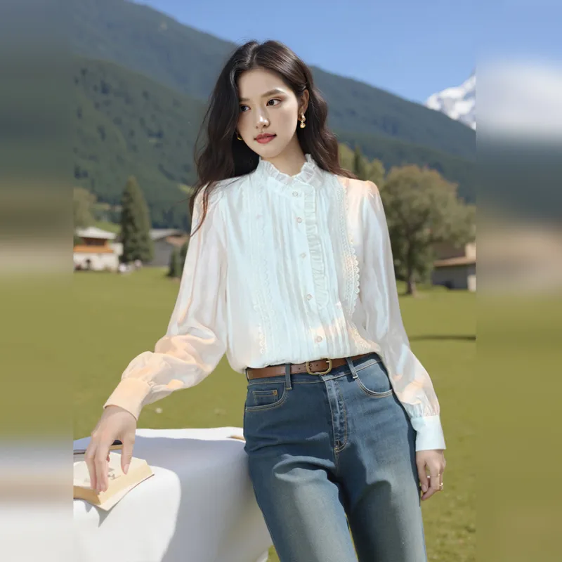 Wbwq Shirt Women's Apricot White-3