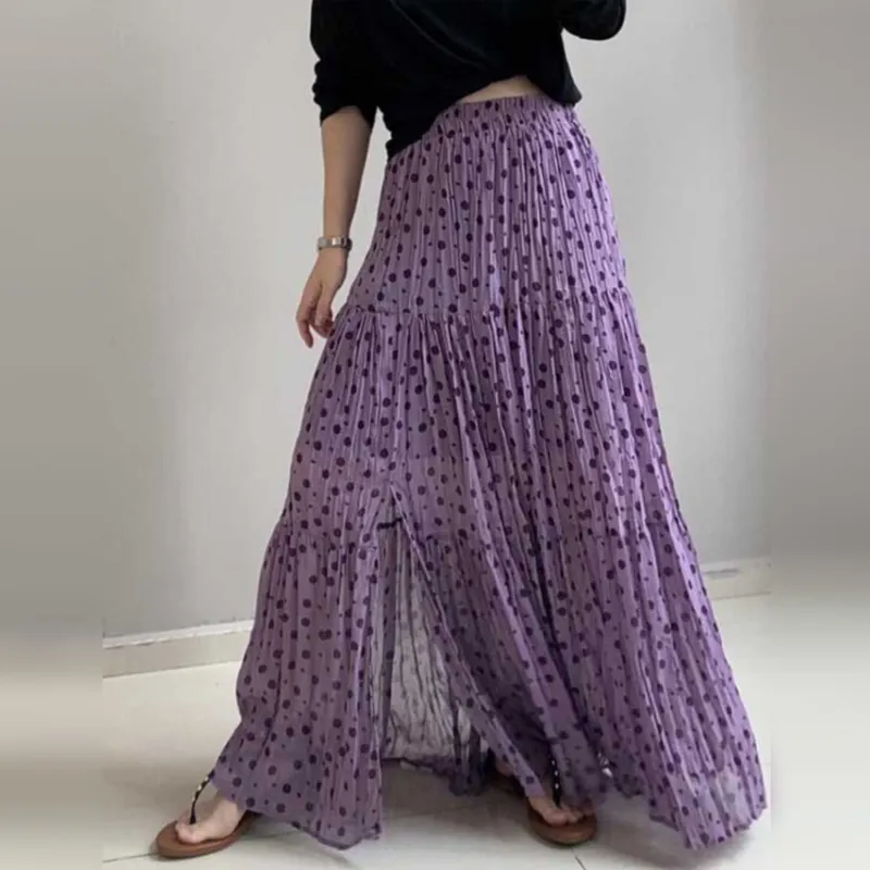 Wbwq Casual Long Skirt Women's Purple-1